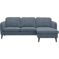 Ecksofa INOSIGN "Ikano" Sofas Gr. B/H/T: 225cm x 80cm x 143cm, Flachgewebe, Recamiere rechts, blau Massivholz Konstruktion, Wellenunterfederung im Sitz