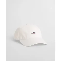 Baseball Cap GANT "SHIELD COTTON TWILL CAP", Damen, weiß (eggshell), Twill, Baumwolle, casual, Caps, mit niedriger Krone