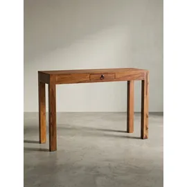 KADIMA DESIGN Schreibtisch 118x40x76 cm Massivholz Computertisch mit Schublade, Homeoffice Bürotisch Massiv Schmal Platzsparend, Holztisch Laptoptisch