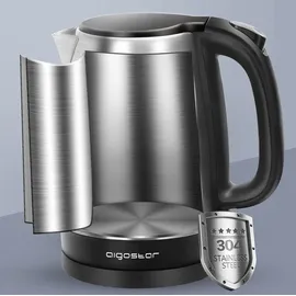 Aigostar 1,7 L, Wasserkocher Edelstahl , 2200W Elektrischer Wasserkocher mit Kalkfilter, Schwarz