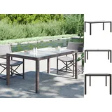 vidaXL Gartentisch 150x90x75 cm Gehärtetes Glas Poly Rattan Braun