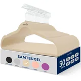 SereneLife Kleiderhaken Samt, Samtbügel 30 Stück, rutschfeste Bügel mit 360° drehbarer Haken für Ihre Garderobe, Platzsparend für Kleideraufbewahrung & Organisation, Clothes Hangers for Home, Creme
