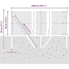 vidaXL Zaunpfosten 10 x 400 cm Grau/Stahl