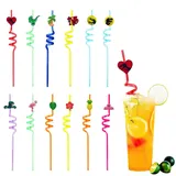 Pack of 12 Curly Shapes Straws, yisight Cocktail Straws, Kindergeburtstag, Reusable Drinking Straws, Decorative Straws, 12 Stück Strohhalme