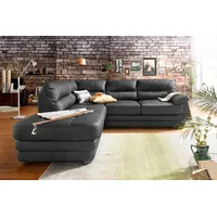 Ecksofa COTTA "Royale L-Form" Sofas Gr. B/H/T: 250cm x 88cm x 234cm, Kunstleder SOFTLUX, Ottomane links, mit Bettfunktion, schwarz wahlweise mit Bettfunktion