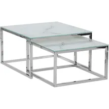 Beliani Brea Weiß/Silber Edelstahl 60 x 60 x 35 cm