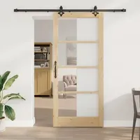 vidaXL Schiebetür mit Hardware-Set 'ORKDAL'Massivholz & Glas