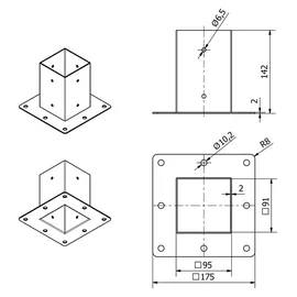 SOTech Zaun-Set 90 x 90 mm Schwarz/Stahl