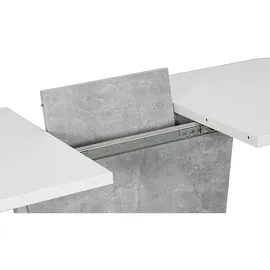 Feldmann-Wohnen Esstisch Küchentisch Chaves 110-145x68cm weiß beton ausziehbar - Weiß/Grau