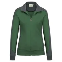 Hakro Damen Sweatjacke Contrast Mikralinar® tanne/anthrazit, 2XL