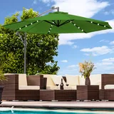 Swing&Harmonie Luxus Sonnenschirm mit LED Beleuchtung Ampelschirm 350 cm Garten Schirm Pavillon in grün