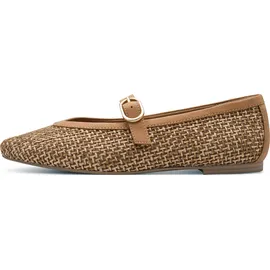 Marco Tozzi Damen Ballerinas weiches Feel Me Fußbett weiches Innenfutter Vegan Strap, braun (NUT Comb), 41 EU