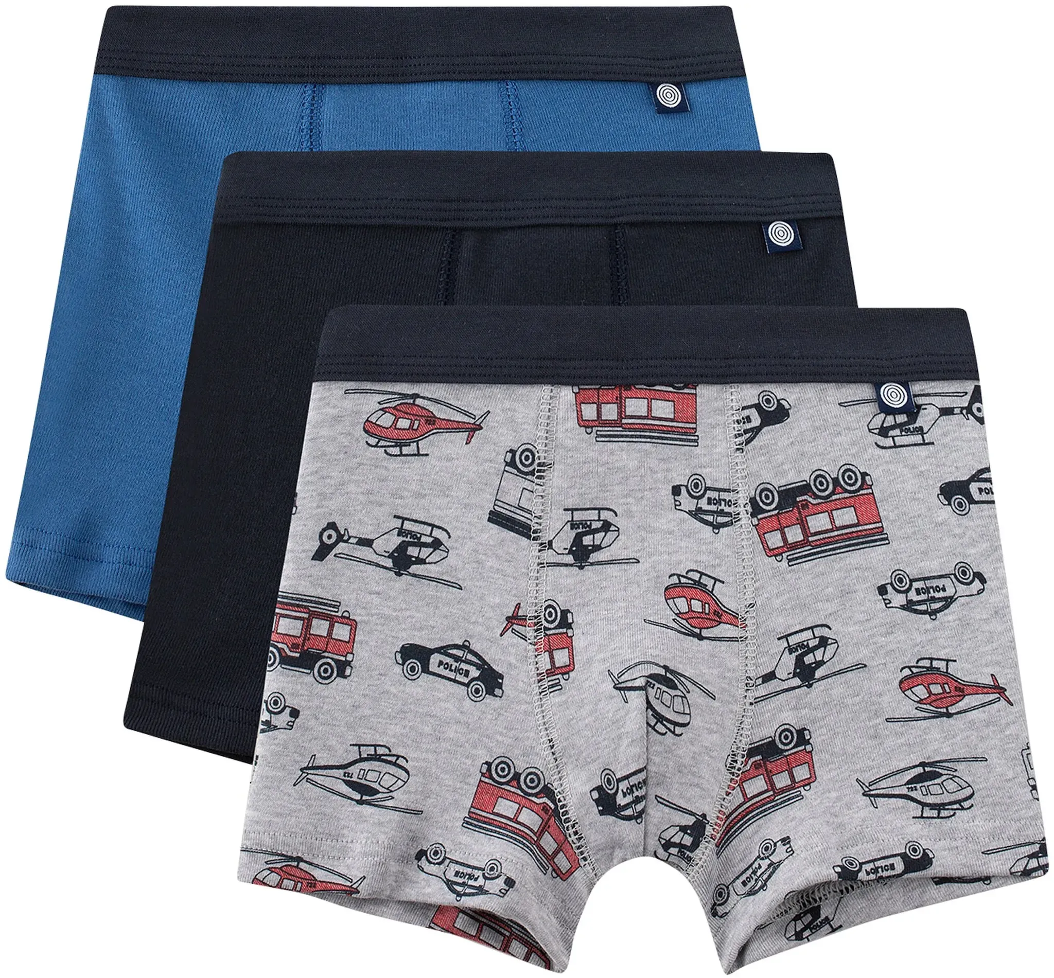 Sanetta 3er-Pack Boxershorts Fahrzeuge, grau | blau, 116