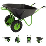 Baumarktplus 2-Rad Schubkarre 160 L 220 kg Gartenschubkarre Schiebkarre Hofkarre Vollgummireifen Metallfelge grün