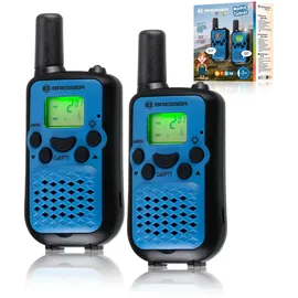 Bresser Junior 8811400 - Walkie Talkie 2er-Set, Funkgeräte mit hoher Reichweite bis zu 6km, Frei-Hand-Funktion und integrierter Taschenlampe, Blau/Schwarz, STEM
