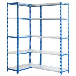 Proregal Eckregal Metal Shark | HxBxT 180x90x30cm | Fachlast 80kg | Blau