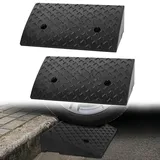 UISEBRT Auffahrrampe Kunststoff 2 Stück Bordsteinrampe Gummi Schwerlast Rampe bis 2.5 Tonnen Mobile Hebebühne 320mm Verladerampe für KFZ PKW Auto Motorrad - Schwarz