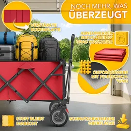TRESKO Bollerwagen faltbar 215L mit Bremse rot