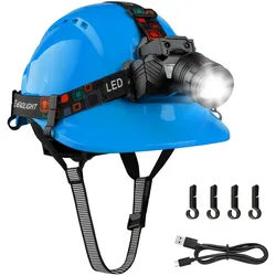 Mustbau GM16-HL Schutzhelm mit LED, Bauhelm für Erwachsene, mit Gestensensor-LED-Licht, Lange Batterielebensdauer Geeignet für Baustellen, Nachtarbeit, Angeln, ABS-Material für Männer und Frauen