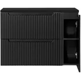 Lomadox Badmöbel Waschtisch-Unterschrank 100 cm schwarz Waschbeckenschrank Badschrank 2 Schubkasten Auszüge 1 Tür, B/H/T ca. 100,4/59,5/40 cm