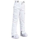 QIULAO Herren- und Damen-Skihose, Single-Board und Double-Board kältebeständige und atmungsaktive Schneehose, Winter Outdoor schlanke und warme Paar Skihose (Color : White, Größe : 3XL)