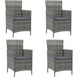 vidaXL Polyrattan Gartenstühle 61 x 60 x 88 cm grau 4 St. inkl. Kissen 316690