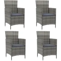 vidaXL Polyrattan Gartenstühle 61 x 60 x 88 cm grau 4 St. inkl. Kissen 316690