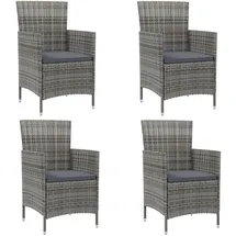 vidaXL Polyrattan Gartenstühle 61 x 60 x 88 cm grau 4 St. inkl. Kissen 316690