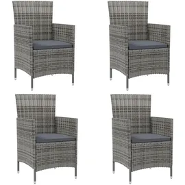 vidaXL Polyrattan Gartenstühle 61 x 60 x 88 cm grau 4 St. inkl. Kissen 316690