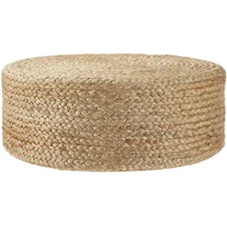 TECTAKE Handgefertigter Pouf Banno Elipse aus Jute, rund, Boho-Stil - beige