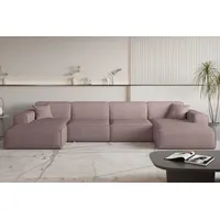 Fun Möbel Wohnlandschaft Sofa U-Form CELES PREMIUM in Stoff Scala Lavendel