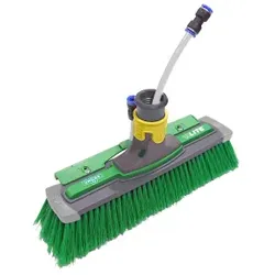 UNGER nLite Power Bürste, komplett, Reinigungsbürste mit Zusatzfunktionen, gesplissene Borsten (grün), 28 cm