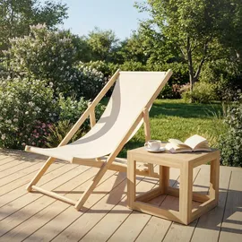 ECD Germany Liegestuhl Klappbar 10er Set 120 x 60 x 30 cm Beige