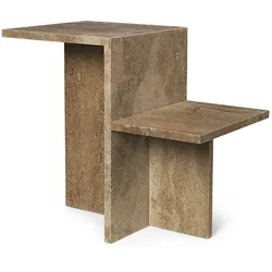 Ferm Living - Distinct Beistelltisch, dunkelbraun Travertin-Stein
