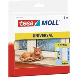 Tesa Moll Türdichtung universal Zugluftstopper für Türen und Fenster 15 x 6mm x 6m