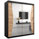 abiks möbel Schwebetürenschrank MONACO 180 x 200 x 62 cm Schwarz