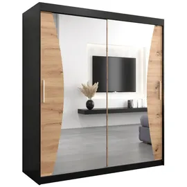 abiks möbel Schwebetürenschrank MONACO 180 x 200 x 62 cm Schwarz
