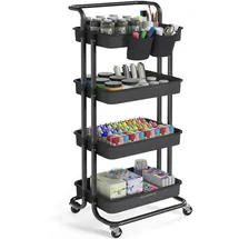 Songmics Rollwagen, 4 Ebenen, schwarz