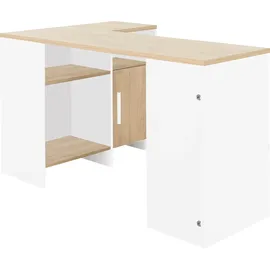 Gami Schreibtisch "Liverpool", weiß (kastanie natur, weiß), B:136cm H:75,7cm T:87,5cm, Tische, Schreibtisch
