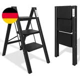 Trittleiter 3 Stufen Leiter, Praktische Klappleiter, Rutschfeste Stehleiter, Tra