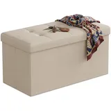 Relaxdays Sitzbank Truhenbank Beige 38 x 76 x 38 cm