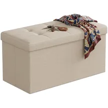 Relaxdays Sitzbank Truhenbank Beige 38 x 76 x 38 cm