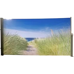 Seitenmarkise Motiv Nordseeküste grau 160x300 Markise Seite Balkon Sichtschutz