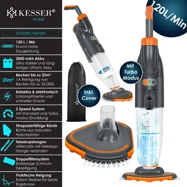 Kesser KESSER® Poolsauger mit Akku elektrisch Pool Bodensauger Handsauger Poolreiniger mit Filter 2-Geschwindigkeits-System Handsauger Reinigungsset kabellos, Inkl. Abdeckung