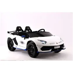 ES-Toys Kinder Elektroauto Lamborghini Aventador SVJ Xago EVA-Reifen Zweisitzer weiß