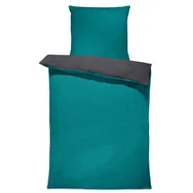 one-home Bettgarnitur Unifarben Petrol 135 x 200 cm + 80 x 80 cm
