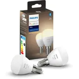 Philips Hue White 5,7 Watt E14 Tropfen - 2-teiliges Set