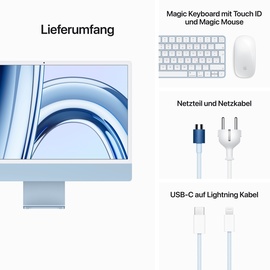Apple iMac CZ19K-0110010 Blau - 61cm24‘‘ M3 8-Core Chip, 10-Core GPU, 16GB Ram, 512GB SSD