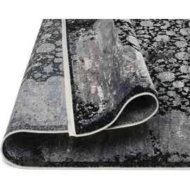 Musterring Teppich MUSTERRING "COLORADO FLOWER", grau (grau, schwarz), B:160cm H:5mm L:230cm, Polyacryl, Viskose, Teppiche, Teppich, exclusive MUSTERRING DELUXE COLLECTION hochwertig gekettelt Fransen