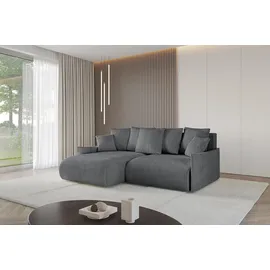 altdecor Ecksofa Cord 2-Sitzer Dunkelgrau